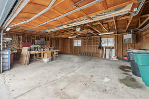 Oversized, heated garage with workshop