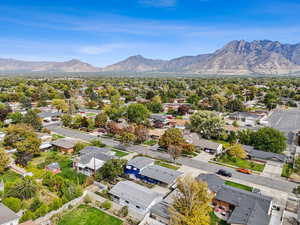 Aerial view featuring mountain views