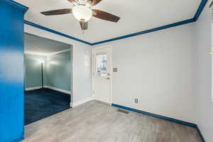 Dining room and exterior door to carport