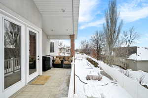 View of snow covered deck