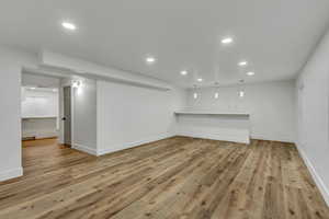 Unfurnished living room featuring light hardwood / wood-style floors