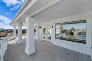 View of patio featuring french doors