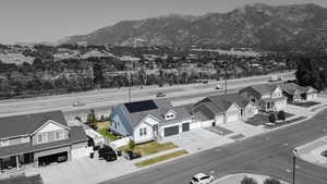 Drone / aerial view featuring a mountain view