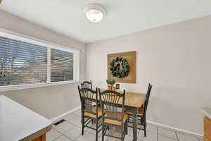 View of tiled dining area