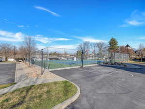 View of sport court with basketball hoop