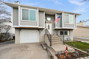 Split foyer home with a garage