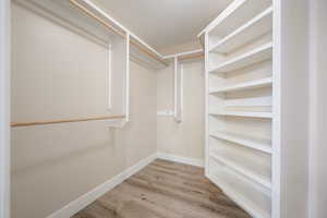 Walk in closet featuring light hardwood / wood-style flooring