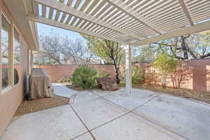 View of patio with a pergola