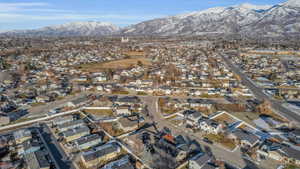 Drone / aerial view featuring a mountain view