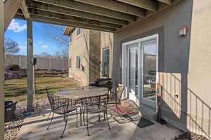 Basement apartment patio and entrance.