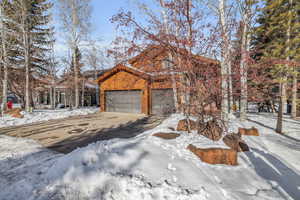 Exterior space with a garage