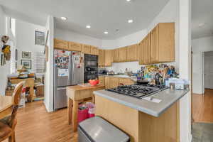 Kitchen with light brown cabinets, sink, a healthy amount of sunlight, and stainless steel appliances