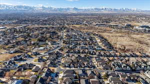 Drone / aerial view with a mountain view