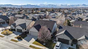 Drone / aerial view with a mountain view