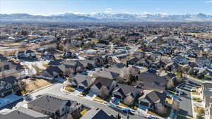 Aerial view featuring a mountain view