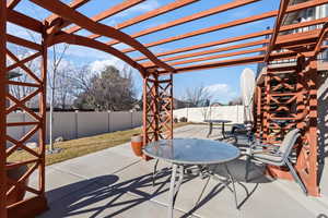 View of patio featuring a pergola