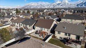 Drone / aerial view with a mountain view