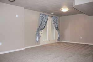 Large Basement Family room featuring carpet flooring and a walk-out to the covered patio