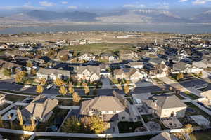 Bird's eye view featuring a water and mountain view