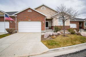 View of front of home with a garage