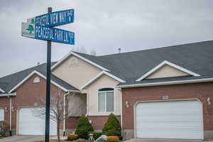 View of front of home with a garage