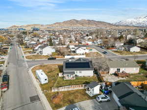 Aerial view featuring a mountain view
