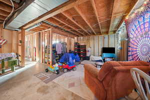 View of the basement. It has been framed already to add two bedrooms and a 3/4 bath.