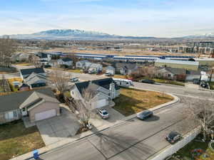 Aerial view featuring a mountain view