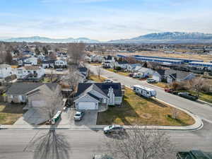 Drone / aerial view with a mountain view