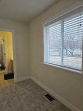 Unfurnished bedroom featuring carpet and multiple windows