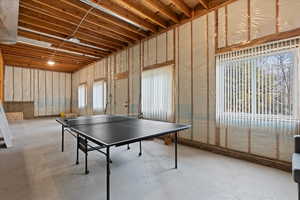 Game room featuring concrete flooring and a wealth of natural light