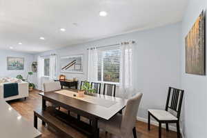 Dining space featuring dark hardwood / wood-style floors