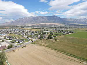 Aerial view featuring a mountain view