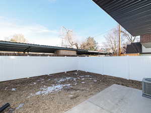 View of private, fully fenced yard.  Landscaping to be completed in the spring.