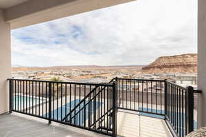 Balcony with a mountain view