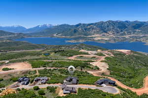 Aerial view of a water and mountain view