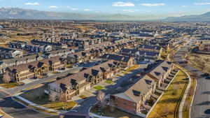 Drone / aerial view featuring a mountain view