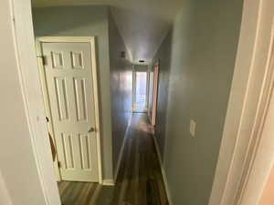 Hall featuring dark hardwood / wood-style floors