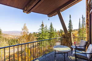 Balcony with a mountain view