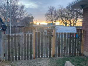 View of gate at dusk