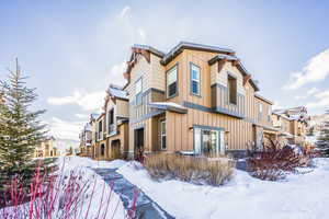 View of snow covered property