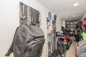 Spacious closet with carpet flooring