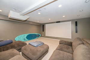 View of carpeted home theater room