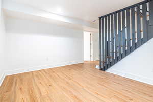 Empty room featuring wood-type flooring