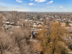 Drone / aerial view featuring a mountain view