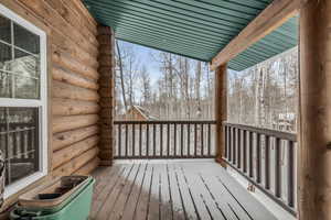 View of snow covered deck