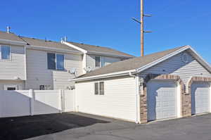 View of home's exterior with a garage