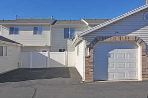 Exterior space with a garage