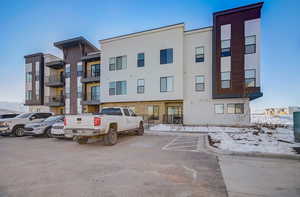 View of snow covered building