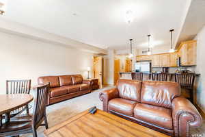 View of carpeted living room